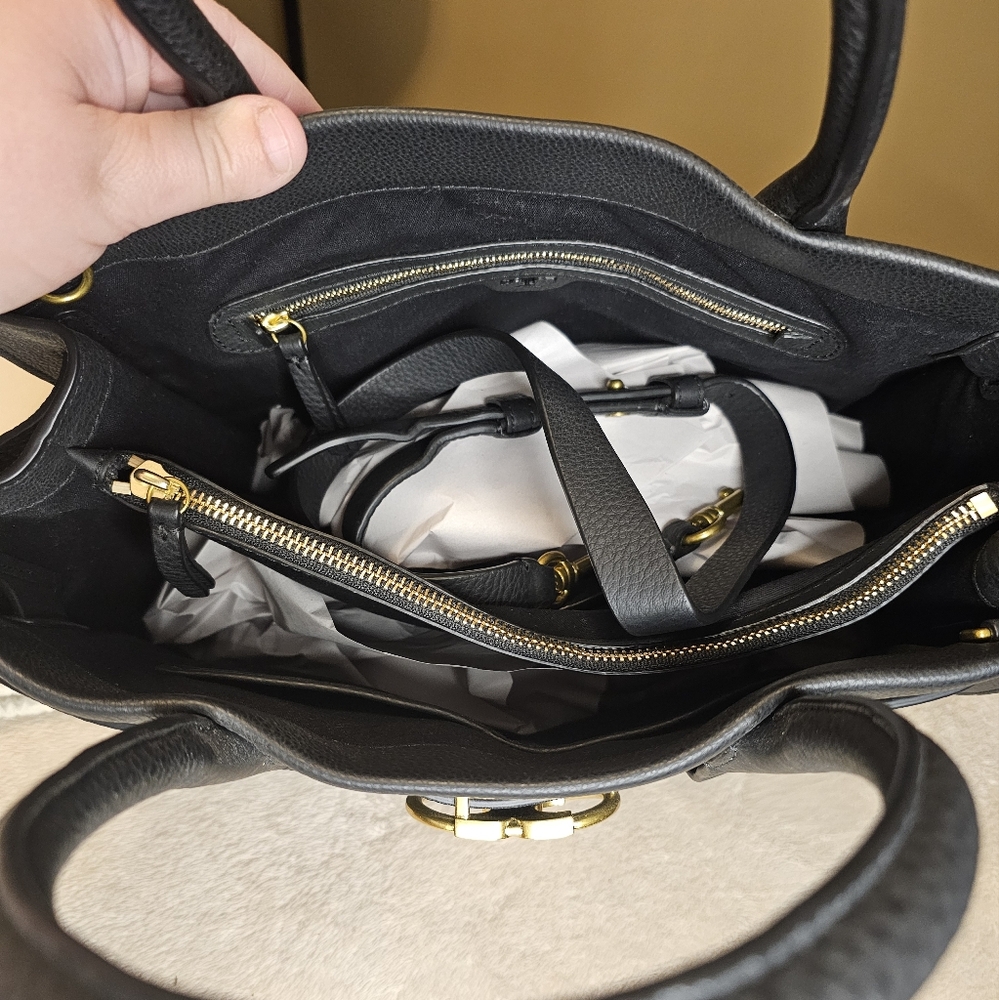 Tory Burch Gemini Black Pebbled leather medium Tote - Picture 4 of 14